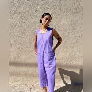 Lavender L Linen Nooworks Garden Suit